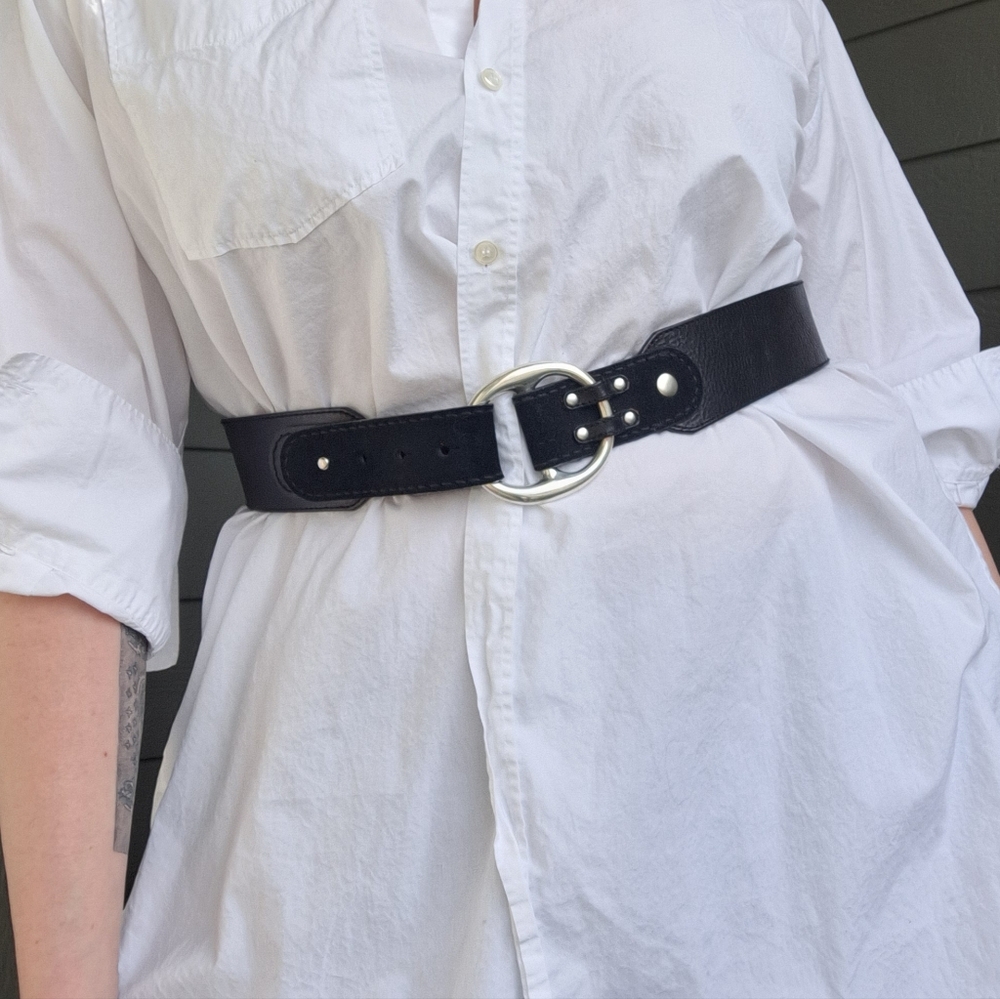 Fossil Black Suede And Leather Belt Size Large